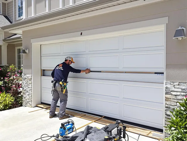 Barberton Garage Door Repair team performing complete garage door replacement at Barberton residence