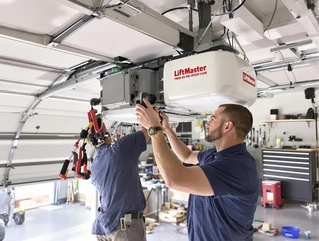Barberton Garage Door Repair technician performing advanced diagnostics on garage opener in Barberton